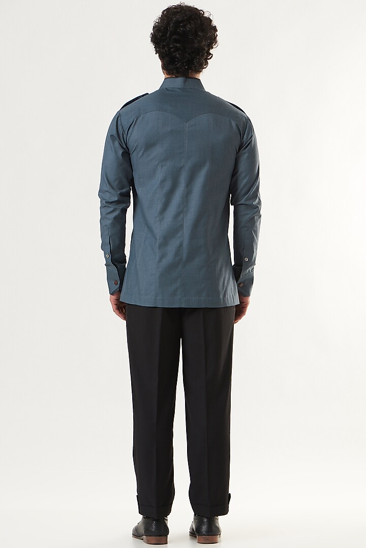 Powder Blue Embroidered Party Wear Shirt by Ritu & Abhishek at Pernia's Pop Up Shop