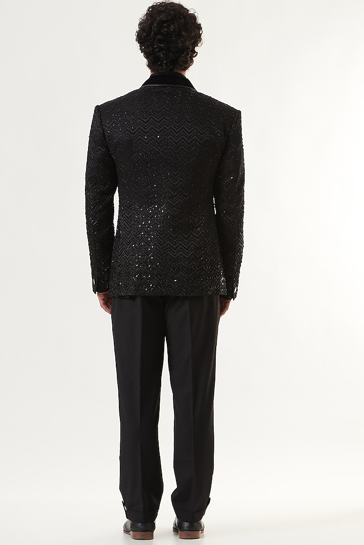 Black Embellished Tuxedo by Ritu & Abhishek at Pernia's Pop Up Shop