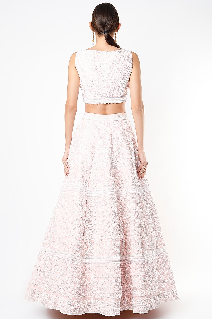 Blush Pink Embroidered Bridal Lehenga Set by Rianta's at Pernia's Pop Up Shop
