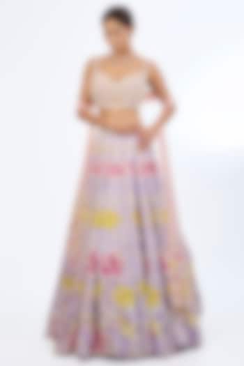 Lilac Metallic Georgette Sequins Embroidered Kalidar Bridal lehenga for 22 Lehenga Set by Rianta's at Pernia's Pop Up Shop