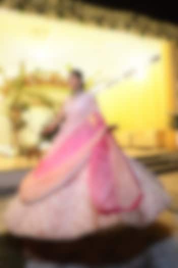 Blush Pink Pure Raw Silk Hand Embroidered Bridal Lehenga Set by Rianta's at Pernia's Pop Up Shop