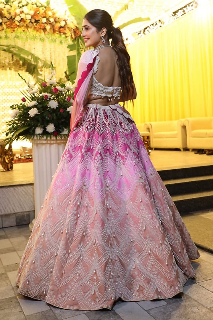 Blush Pink Pure Raw Silk Hand Embroidered Bridal Lehenga Set by Rianta's at Pernia's Pop Up Shop