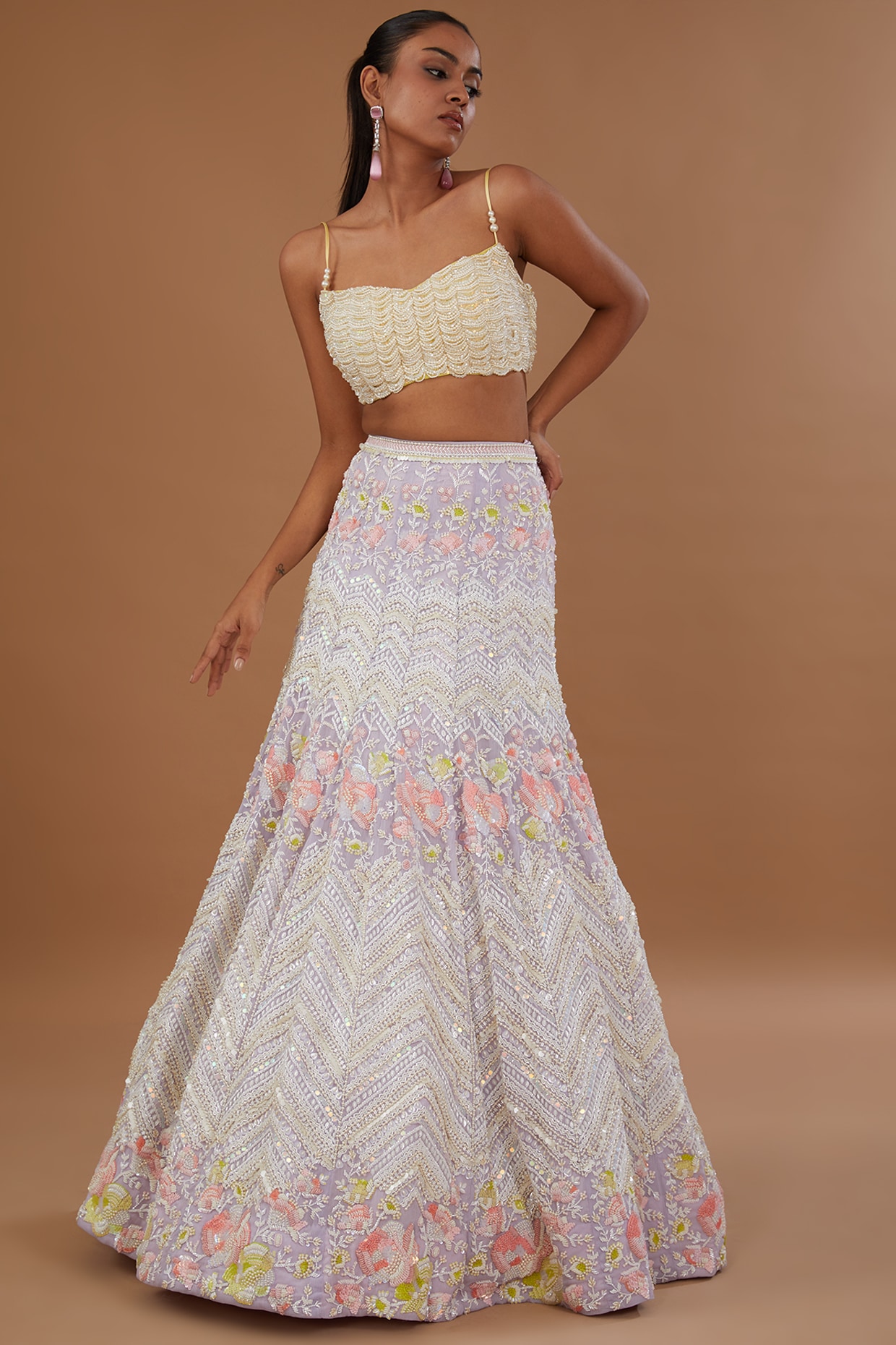 Embellished Designer Mermaid Lehenga Shirt for Indian Bridal Wear – Nameera  by Farooq