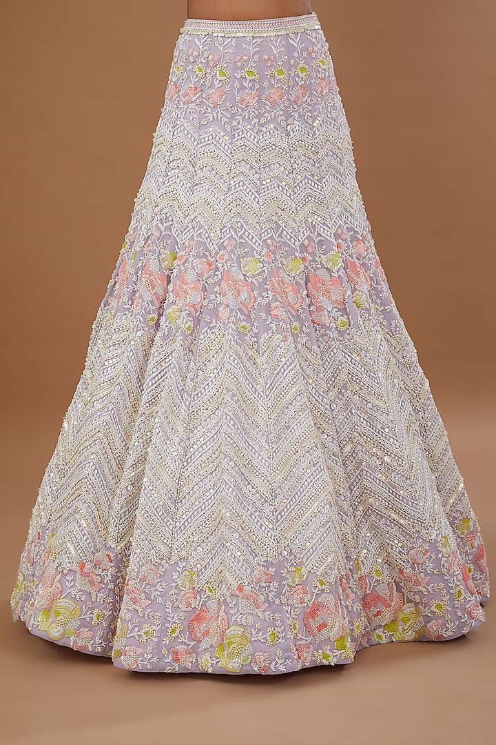 Lilac Metallic Georgette Mermaid Bridal Lehenga Set by Rianta's at Pernia's Pop Up Shop