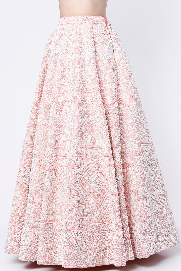 Soft Pink Embroidered Bridal Lehenga Set by Rianta's at Pernia's Pop Up Shop