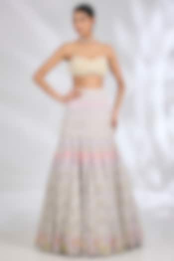 Lilac Metallic Georgette Floral Memaid Bridal lehenga for 22 Lehenga Set by Rianta's at Pernia's Pop Up Shop
