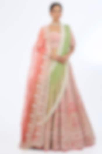 Red Pure Raw Silk Cutdana Embroidered Bridal lehenga for 22 Lehenga Set by Rianta's at Pernia's Pop Up Shop