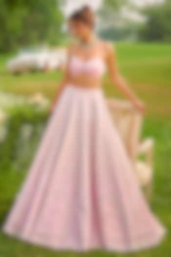 Barbie Pink Fluid Organza Pearl Embellished Bridal Lehenga Set by Rianta's at Pernia's Pop Up Shop