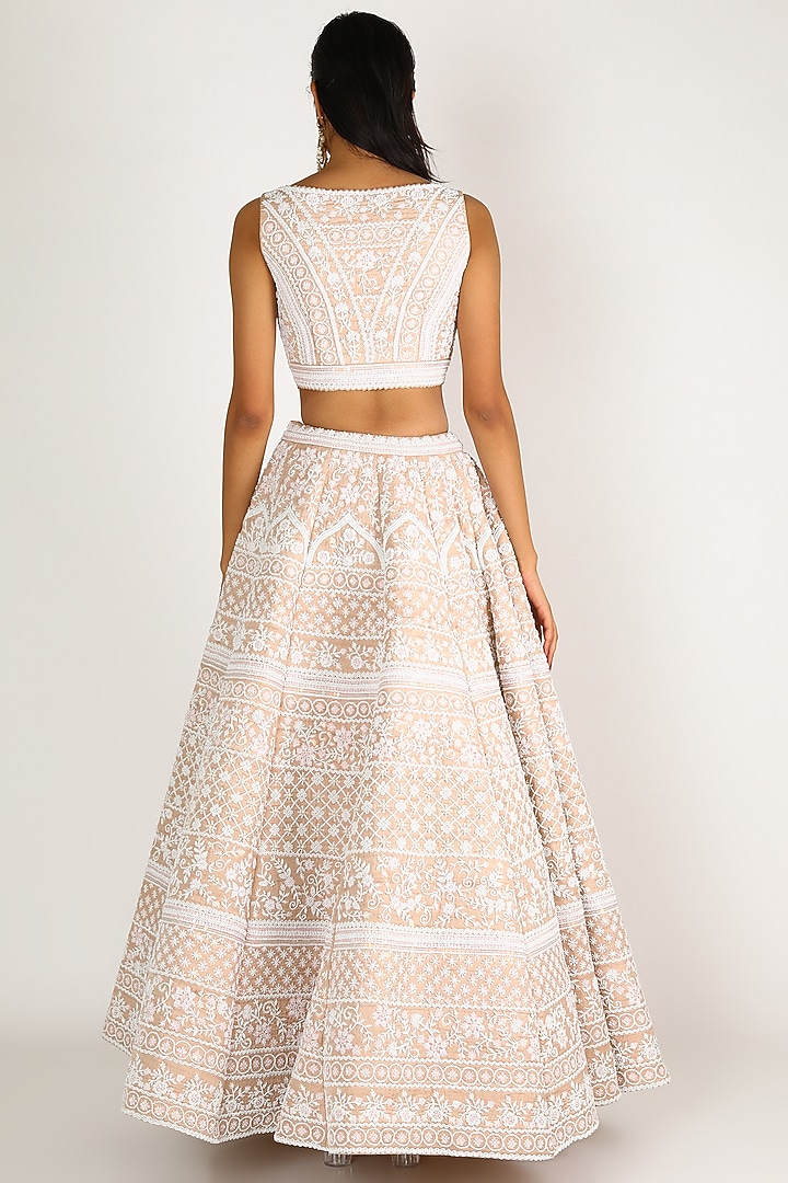 Beige Embroidered Bridal Lehenga Set by Rianta's at Pernia's Pop Up Shop