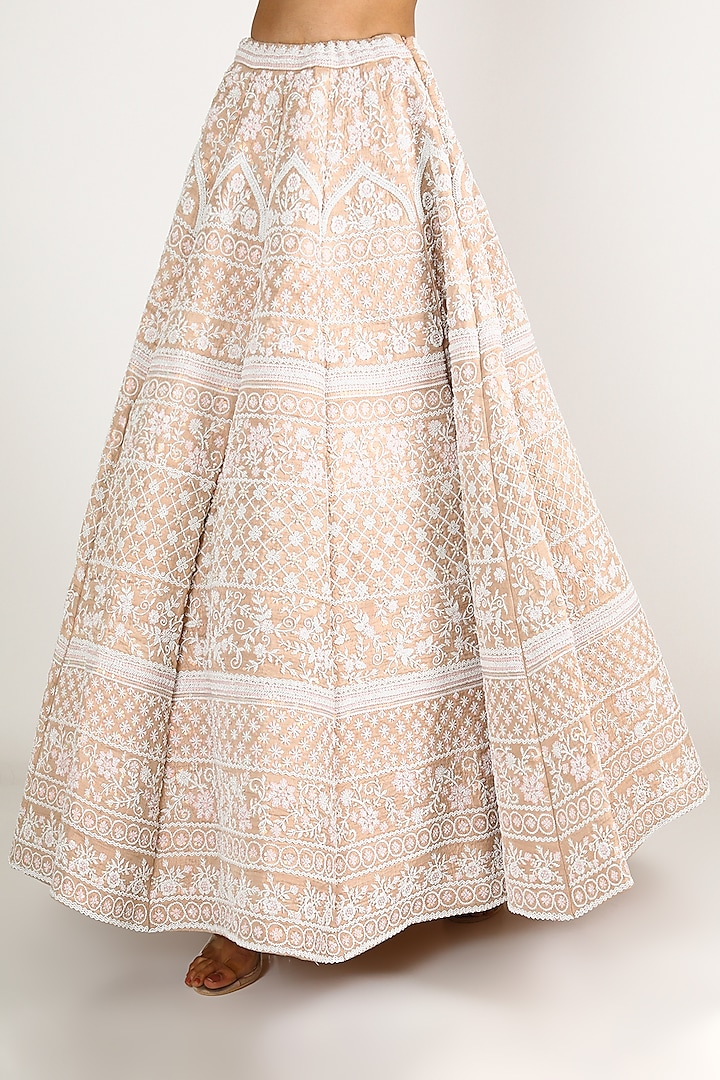 Beige Embroidered Bridal Lehenga Set by Rianta's at Pernia's Pop Up Shop