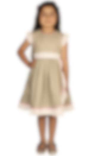 Grey Printed Handmade Overlap Dress For Girls by Ribbon Candy at Pernia's Pop Up Shop