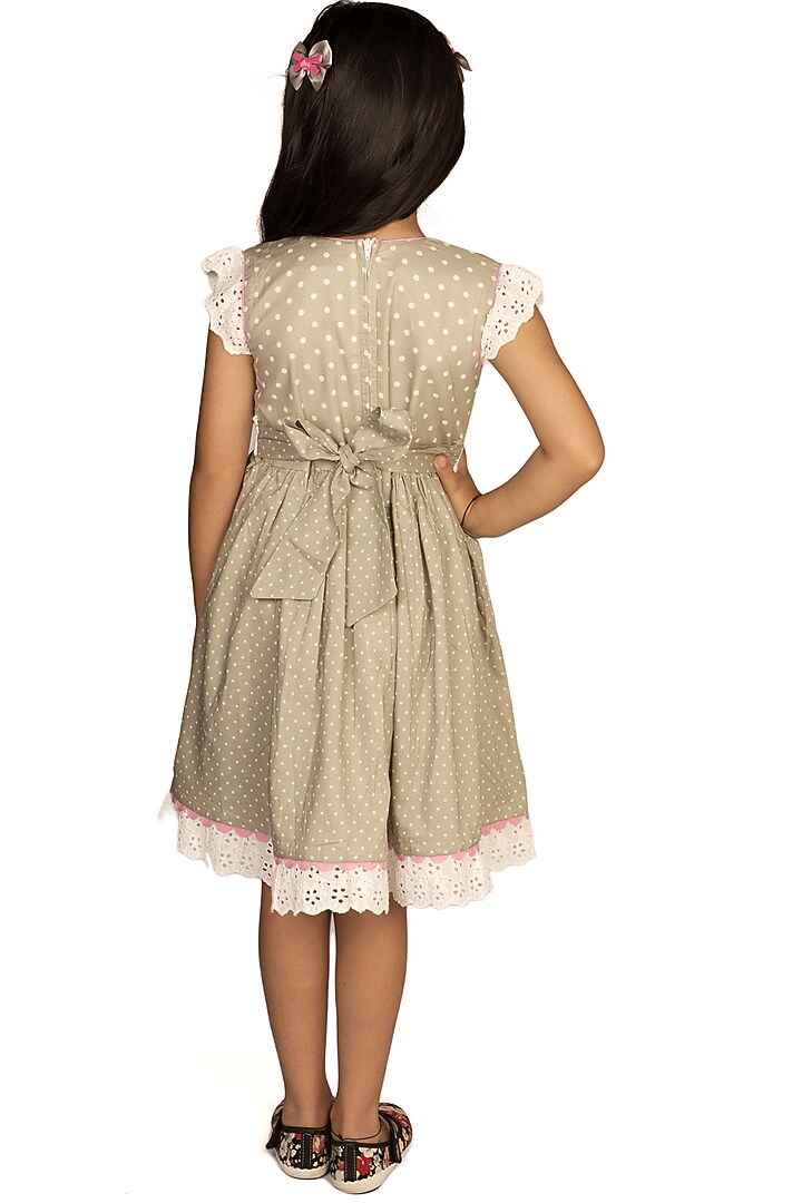 Grey Printed Handmade Overlap Dress For Girls by Ribbon Candy at Pernia's Pop Up Shop