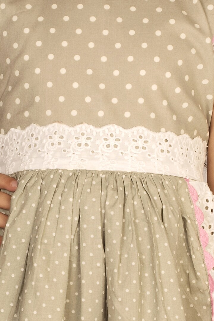Grey Printed Handmade Overlap Dress For Girls by Ribbon Candy at Pernia's Pop Up Shop