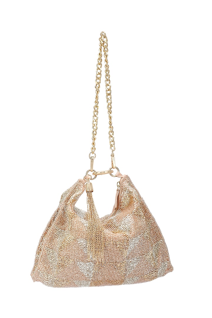 Gold Embroidered Hobo Bag by Ricammo at Pernia's Pop Up Shop