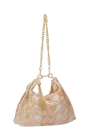 Gold Embroidered Hobo Bag by Ricammo