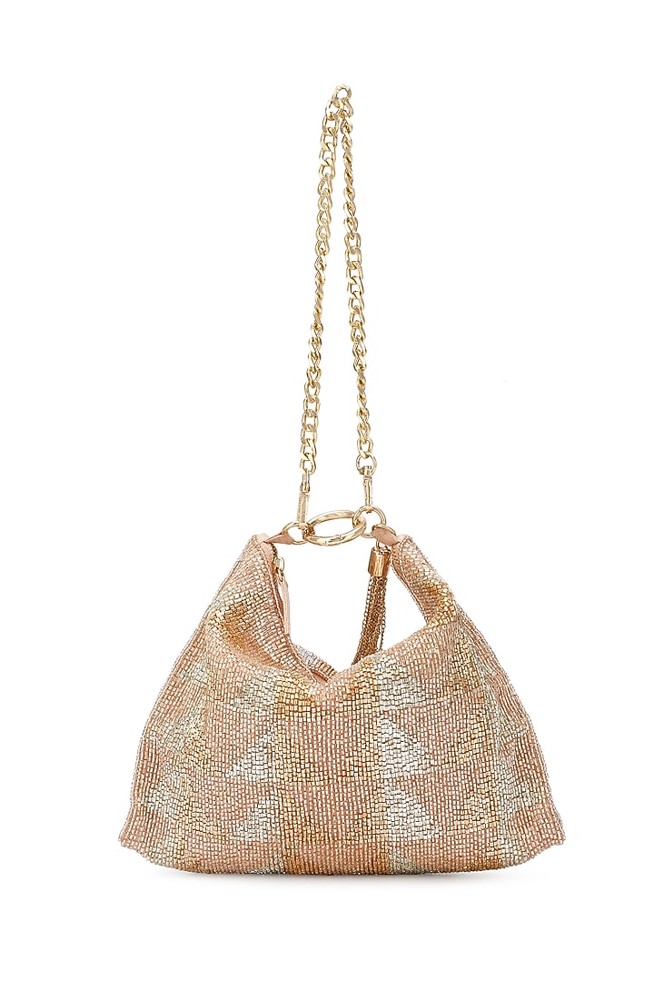 Gold Embroidered Hobo Bag by Ricammo at Pernia's Pop Up Shop