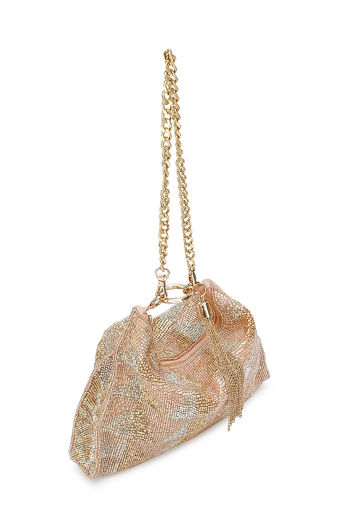 Gold Embroidered Hobo Bag by Ricammo at Pernia's Pop Up Shop