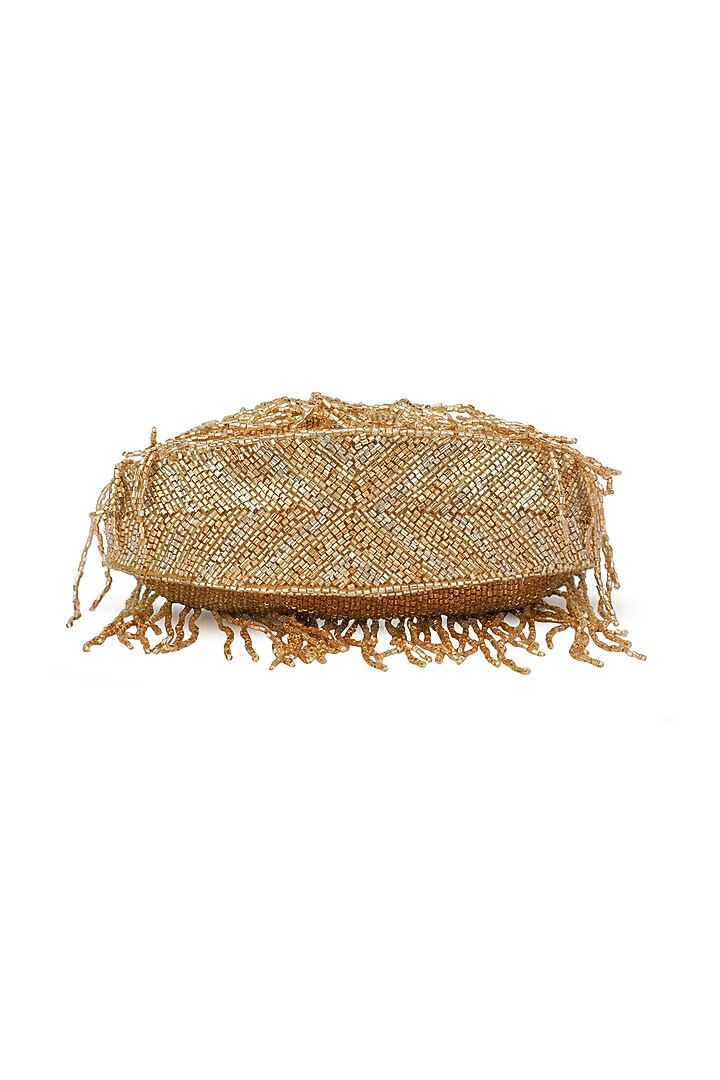 Gold Suede Embellished Handbag by Ricammo at Pernia's Pop Up Shop