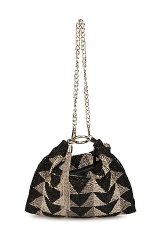 Black Suede Embellished Hobo Bag by Ricammo