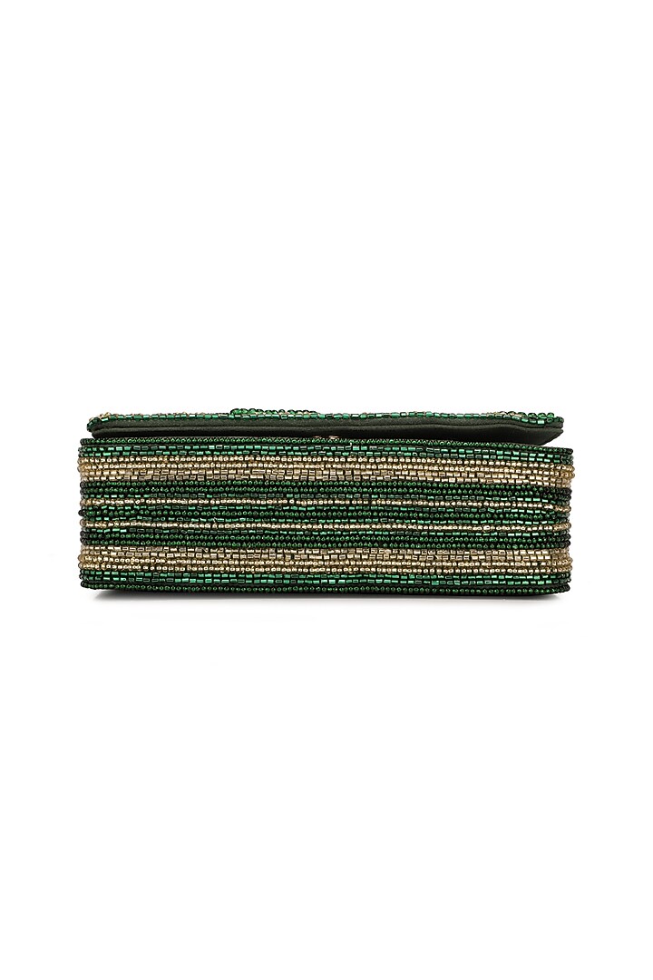 Green Suede Embellished Handbag by Ricammo at Pernia's Pop Up Shop