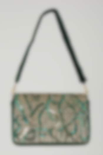 Green Suede Sequin Embellished Handbag by Ricammo at Pernia's Pop Up Shop