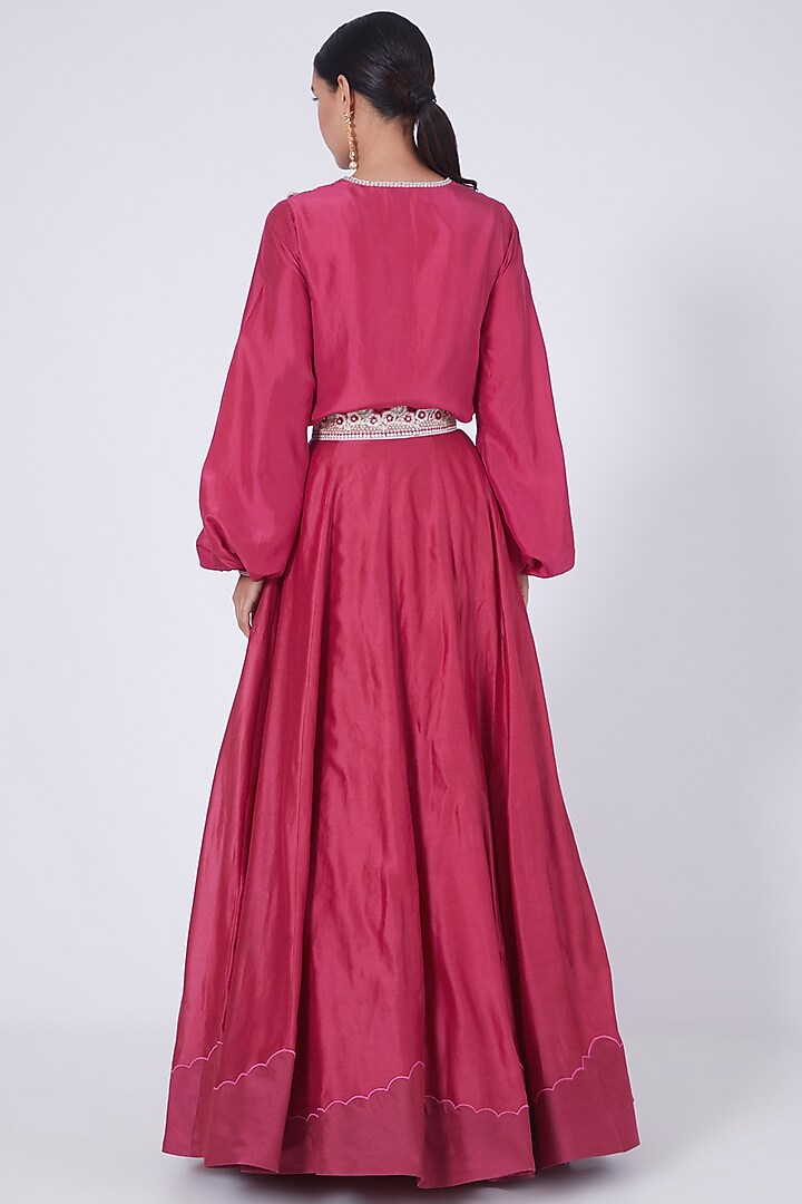 Fuchsia Chanderi Wedding Lehenga Set by Ridhi agarwal at Pernia's Pop Up Shop