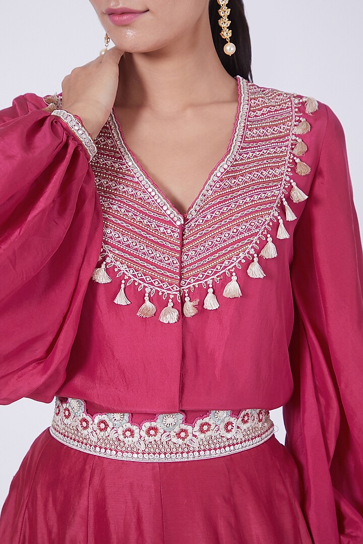 Fuchsia Chanderi Wedding Lehenga Set by Ridhi agarwal at Pernia's Pop Up Shop