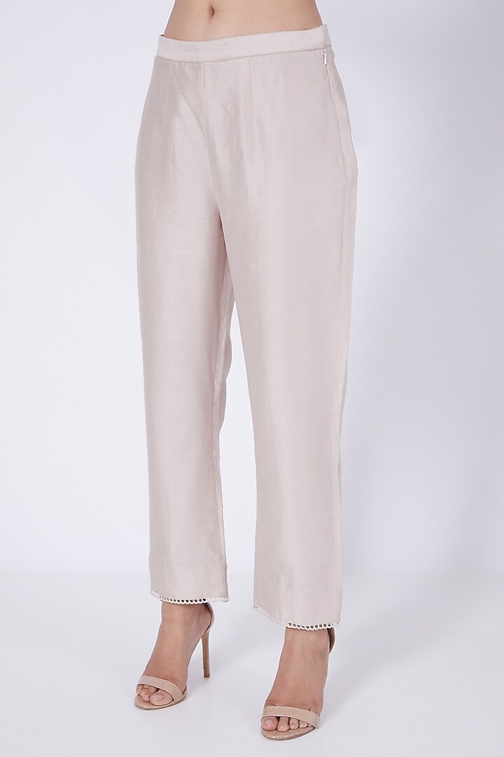 Blush Pink Embroidered Pant Set by Ridhi agarwal at Pernia's Pop Up Shop