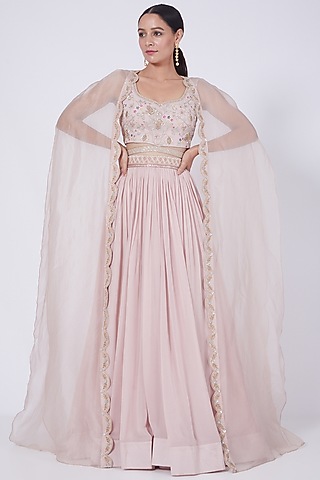Blush Pink Embroidered Lehenga Set by Ridhi agarwal