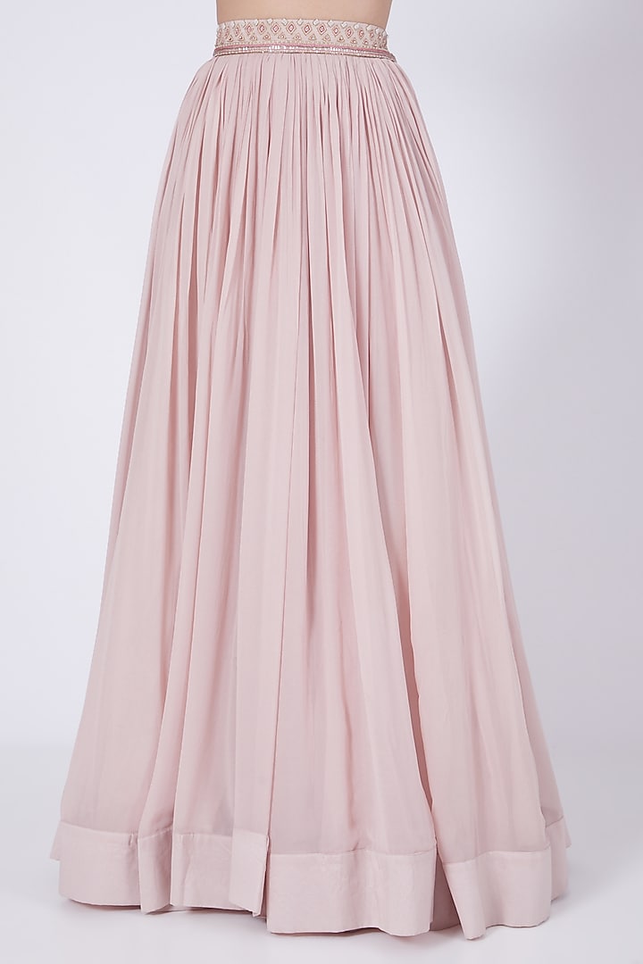 Blush Pink Embroidered Wedding Lehenga Set by Ridhi agarwal at Pernia's Pop Up Shop