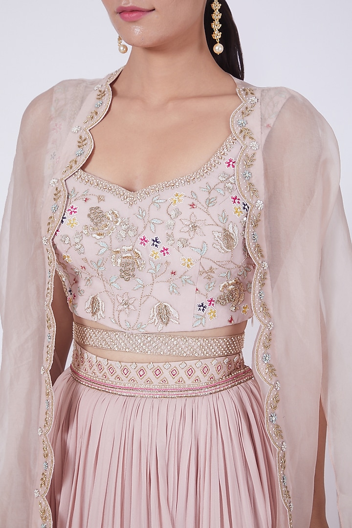 Blush Pink Embroidered Wedding Lehenga Set by Ridhi agarwal at Pernia's Pop Up Shop