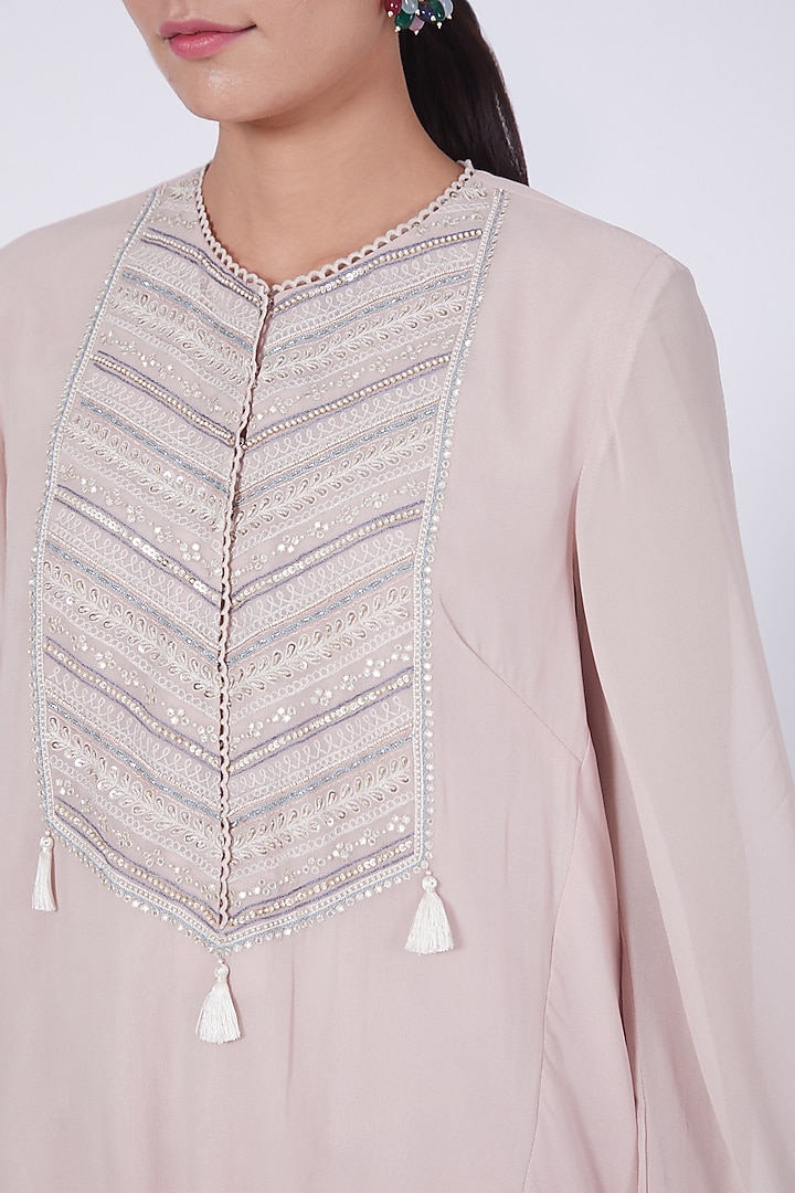 Blush Pink Georgette Dhoti Set by Ridhi agarwal at Pernia's Pop Up Shop