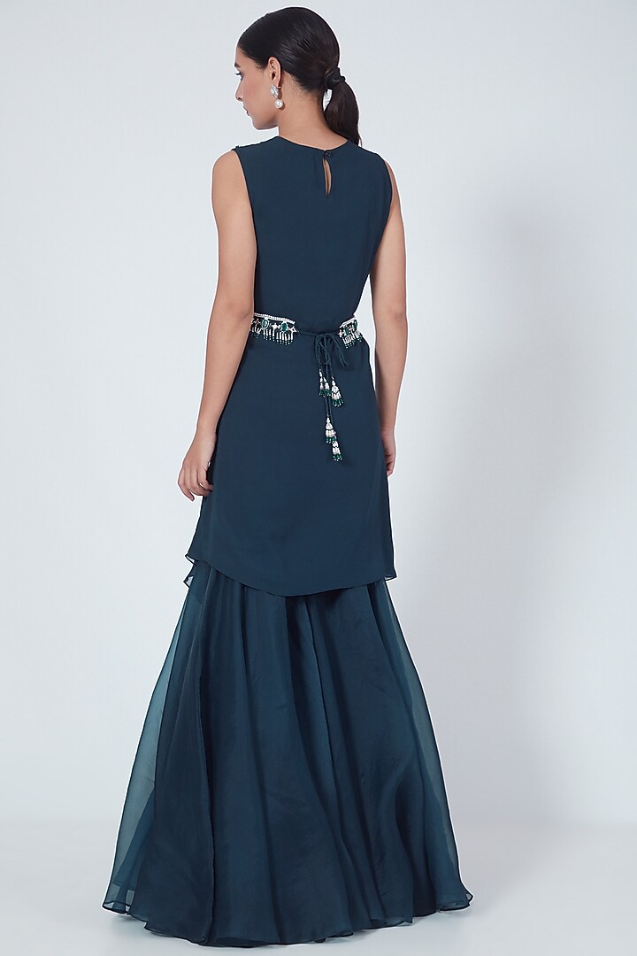 Navy Blue Sequins Hand Embroidered Kurta Set by Ridhi agarwal at Pernia's Pop Up Shop