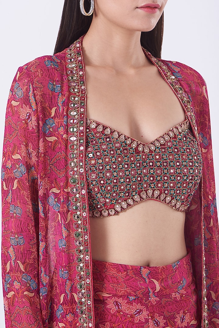Fuchsia Printed Wedding Sharara Set by Ridhima Bhasin at Pernia's Pop Up Shop