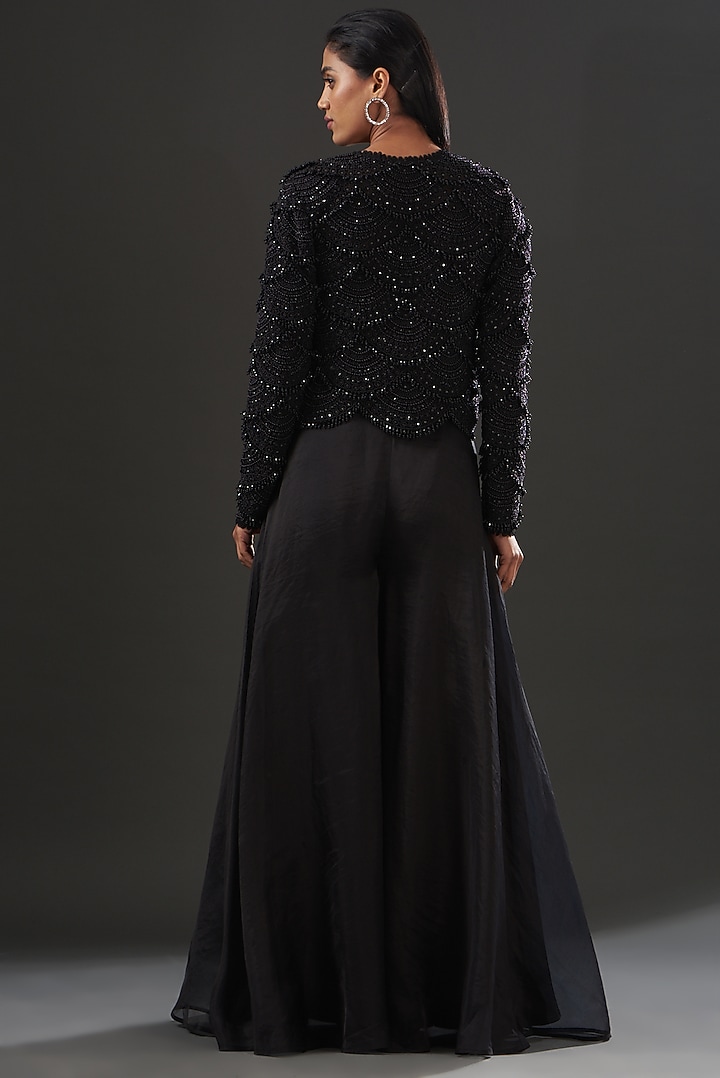 Black Embroidered Jacket Wedding Lehenga Set by Ridhima Bhasin at Pernia's Pop Up Shop