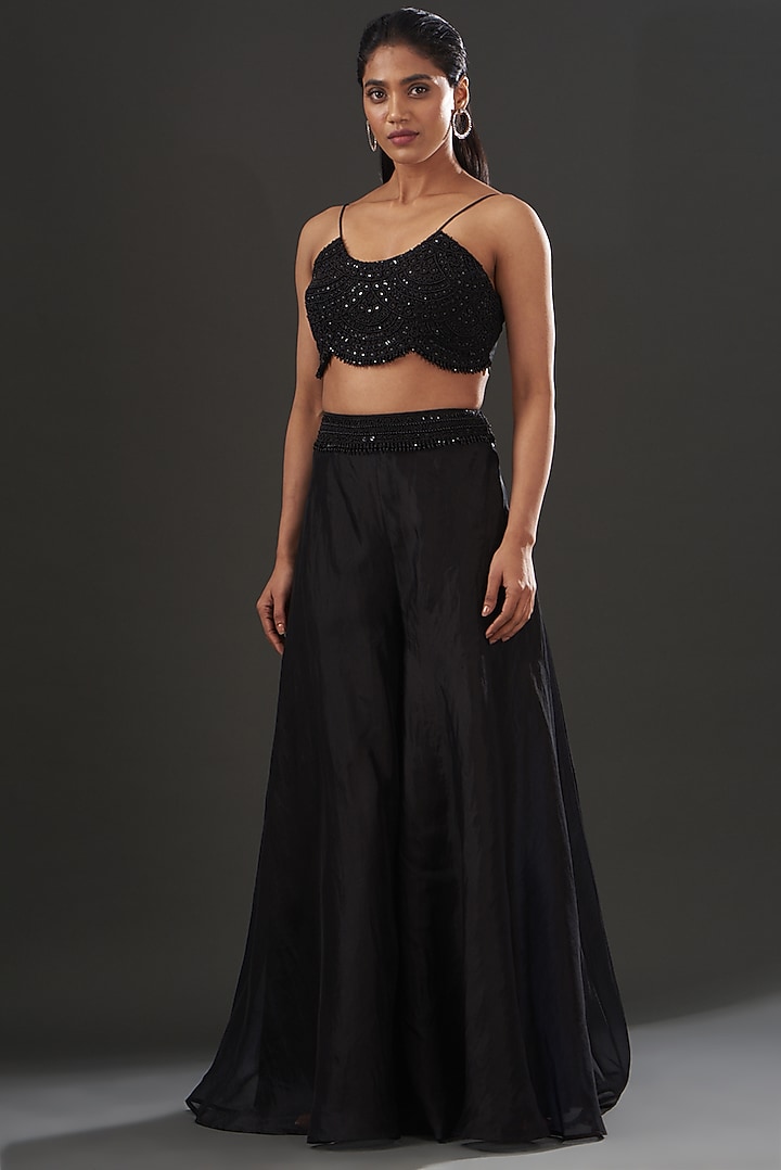 Black Embroidered Jacket Wedding Lehenga Set by Ridhima Bhasin at Pernia's Pop Up Shop