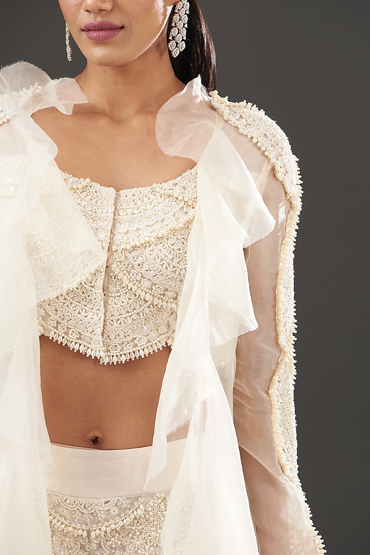 Ivory Organza Pant Set by Ridhima Bhasin at Pernia's Pop Up Shop