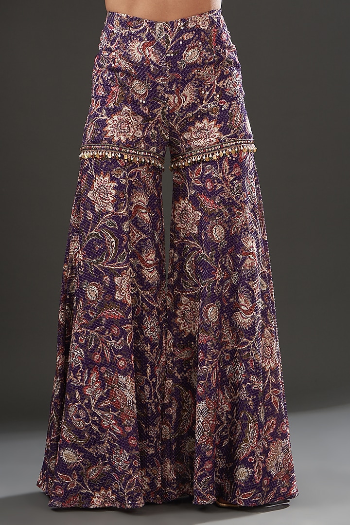 Purple Printed Wedding Sharara Set by Ridhima Bhasin at Pernia's Pop Up Shop