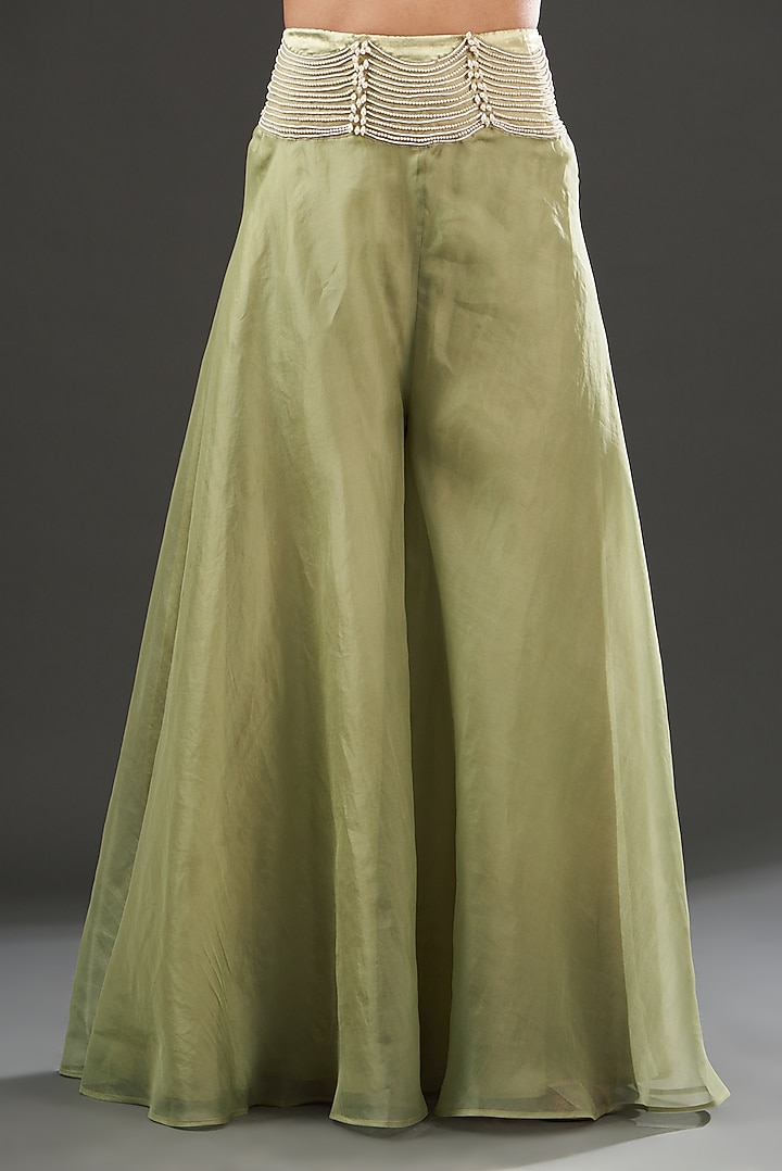 Beige Pearl Embellished Cape Set by Ridhima Bhasin at Pernia's Pop Up Shop