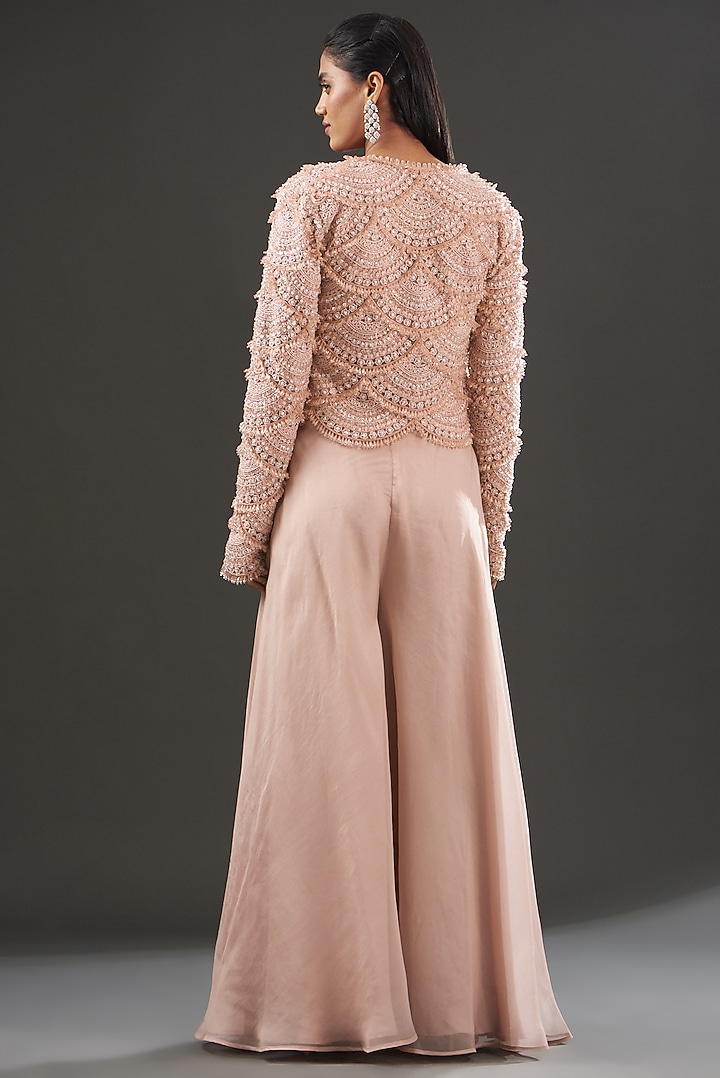 Blush Pink Embroidered Jacket Set by Ridhima Bhasin at Pernia's Pop Up Shop