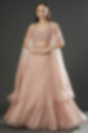 Blush Pink Embellished Jacket Wedding Lehenga Set by Ridhima Bhasin at Pernia's Pop Up Shop