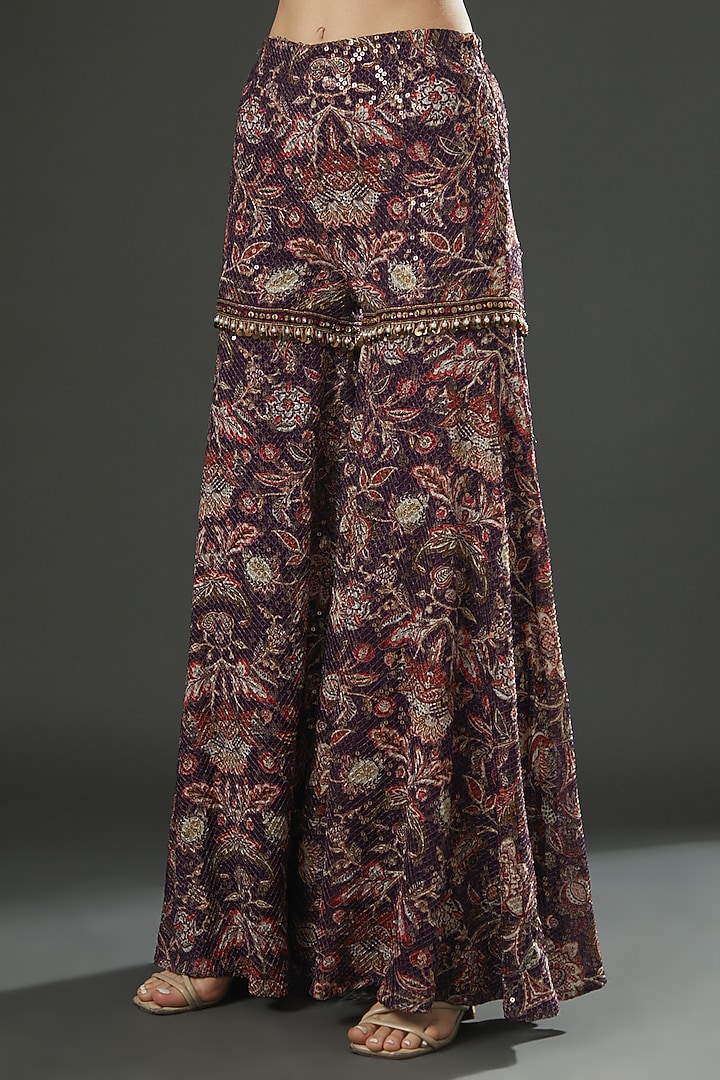 Mauve Printed Wedding Sharara Set by Ridhima Bhasin at Pernia's Pop Up Shop