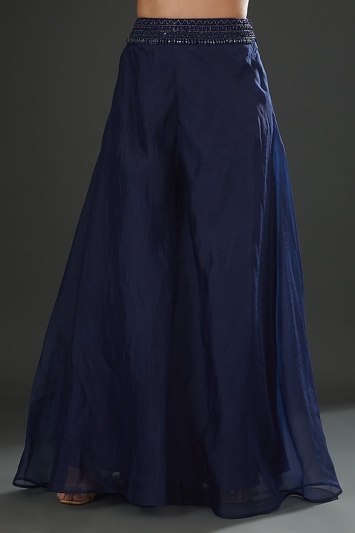Blue Organza Jacket Set by Ridhima Bhasin at Pernia's Pop Up Shop