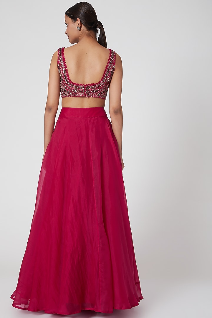 Fuchsia Embroidered Wedding Lehenga Set by Ridhima Bhasin at Pernia's Pop Up Shop