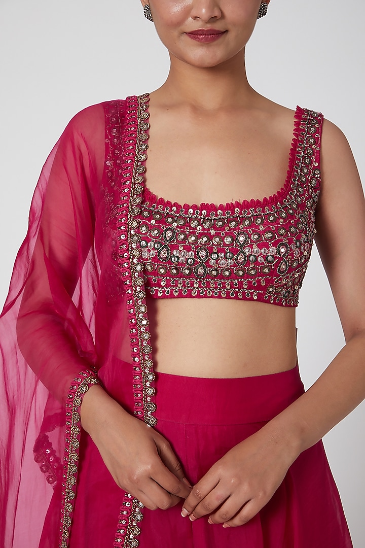 Fuchsia Embroidered Wedding Lehenga Set by Ridhima Bhasin at Pernia's Pop Up Shop