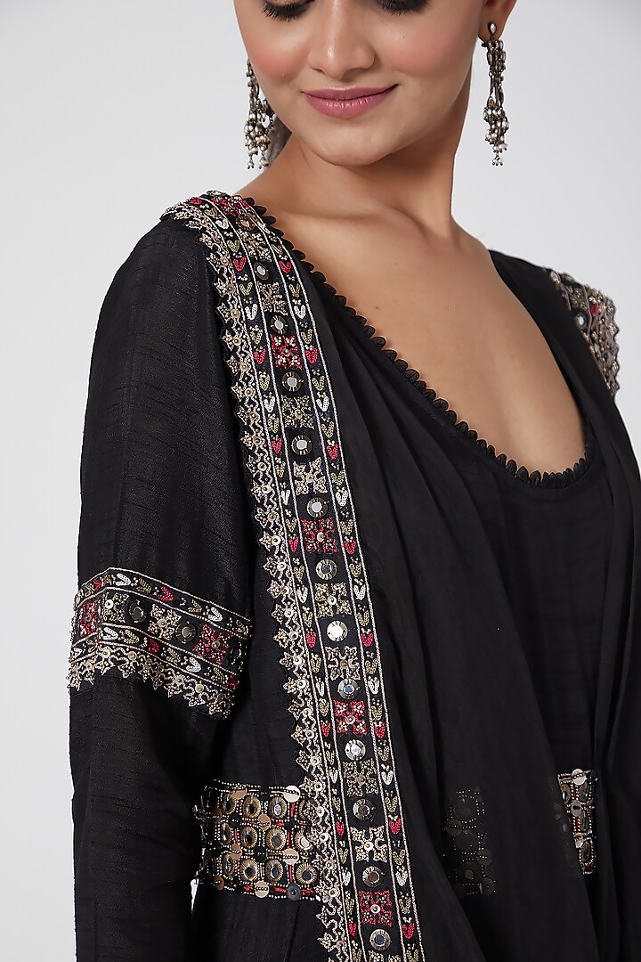 Black Embroidered Wedding Anarkali Set by Ridhima Bhasin at Pernia's Pop Up Shop