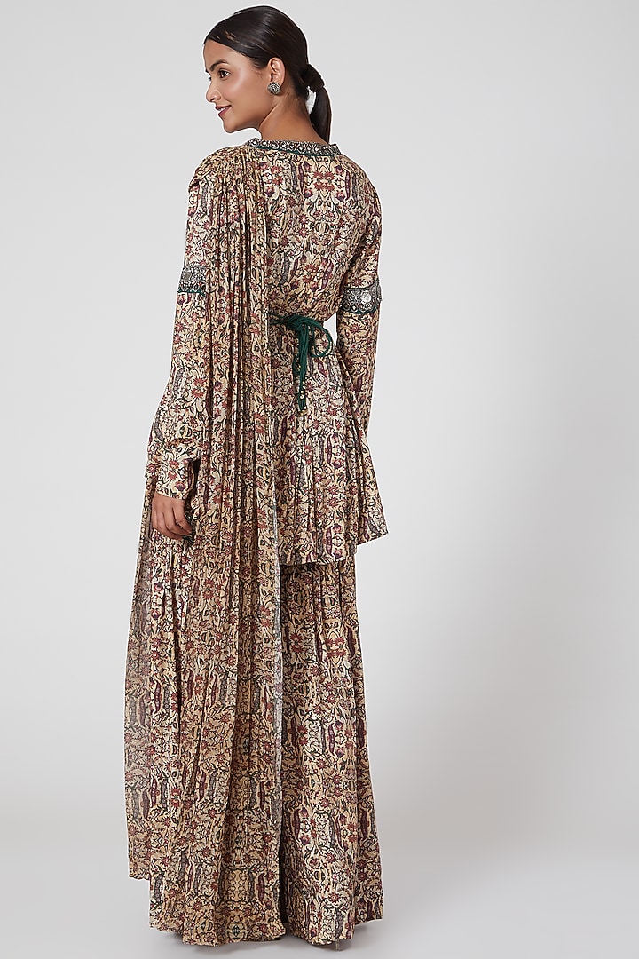 Green & Beige Embroidered Pant Set by Ridhima Bhasin at Pernia's Pop Up Shop