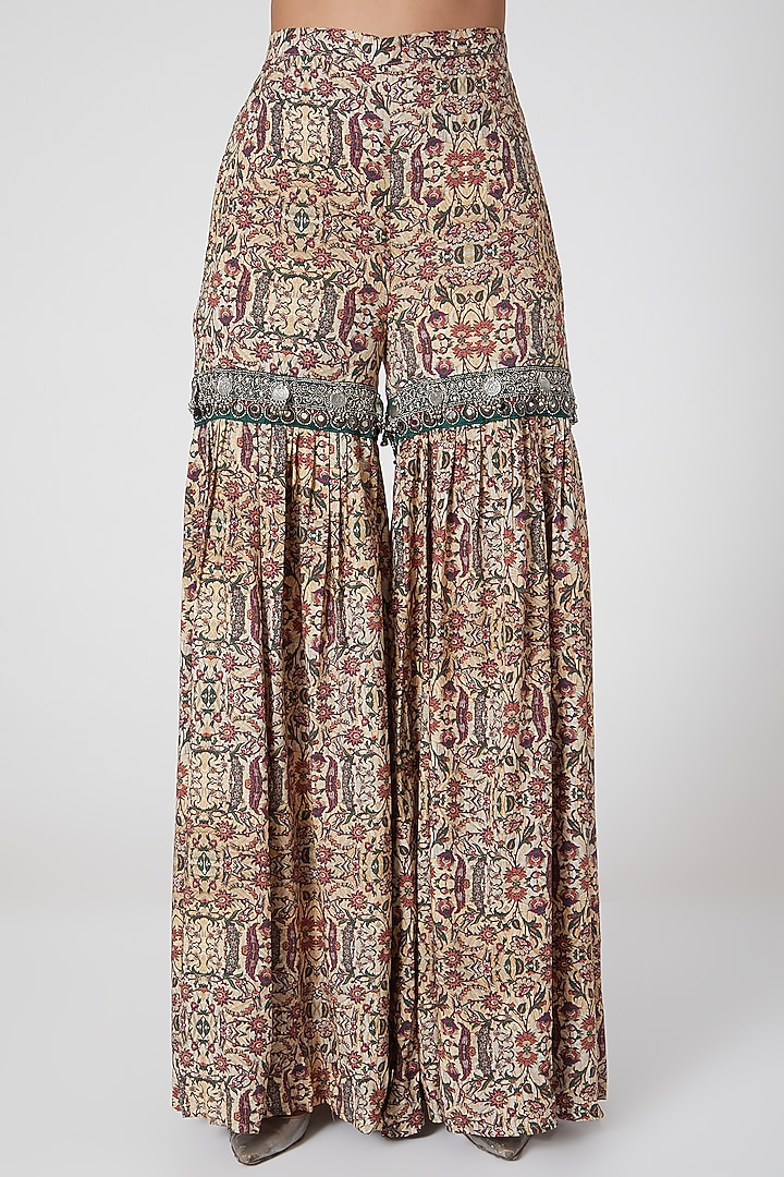 Green & Beige Embroidered Pant Set by Ridhima Bhasin at Pernia's Pop Up Shop