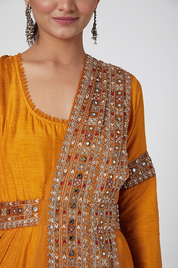 Mustard Embroidered Wedding Anarkali Set by Ridhima Bhasin at Pernia's Pop Up Shop