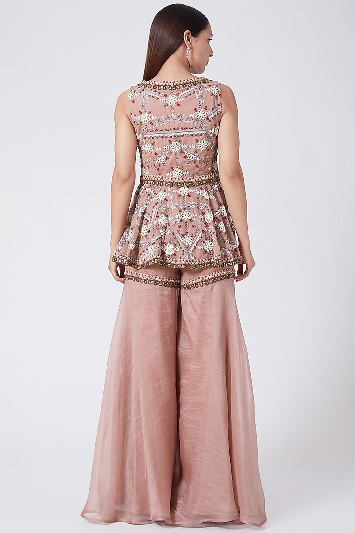 Pink Embroidered Wedding Sharara Set by Ridhima Bhasin at Pernia's Pop Up Shop